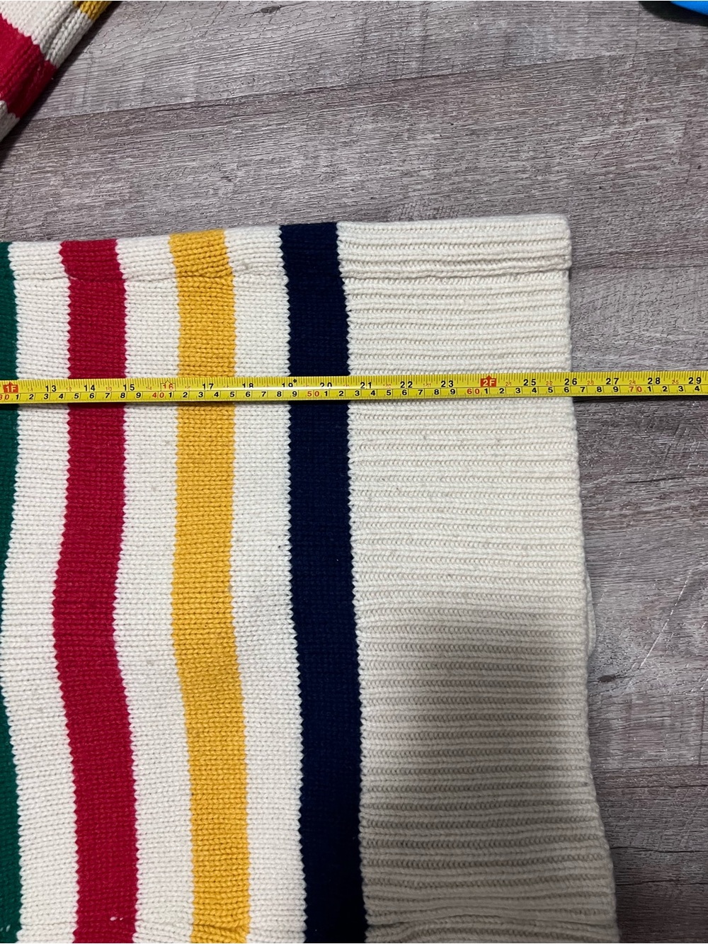 Hudson’s Bay Point Blanket Stripe Shawl Collar Cardigan XS Wool Cashmere - Picture 12 of 14